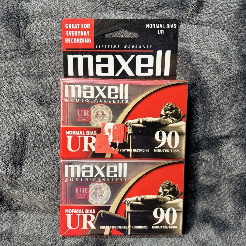 New Sealed 2 Pack Maxell Normal Bias UR 90 Minute Blank Audio Cassette